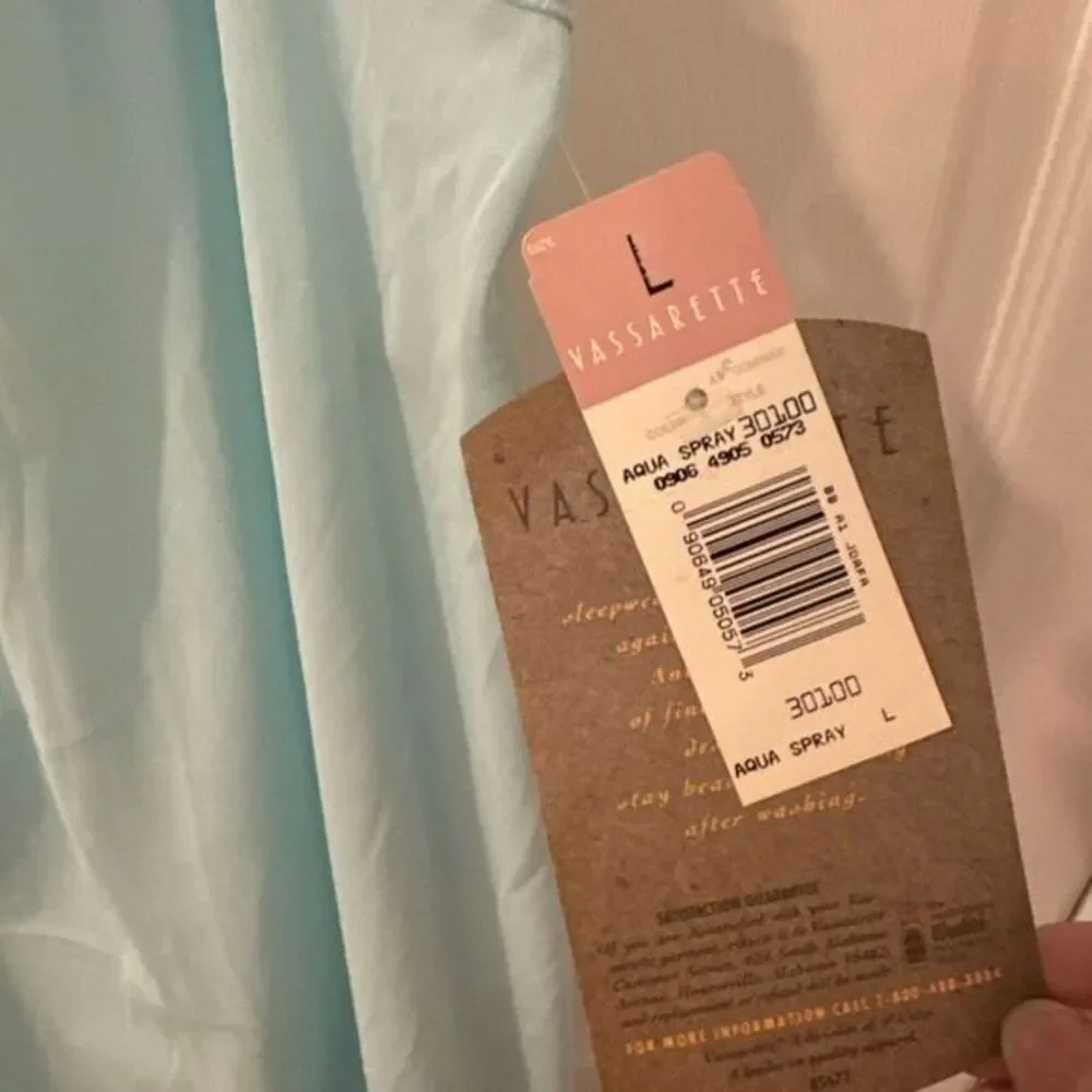 Vtg VASSARETTE Aqua ‎ Nylon Nightgown & Robe Matching set Sz L Made in USA NEW